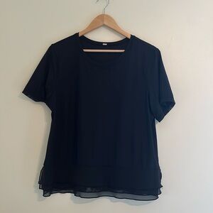 Lululemon black mesh frill t-shirt size 12